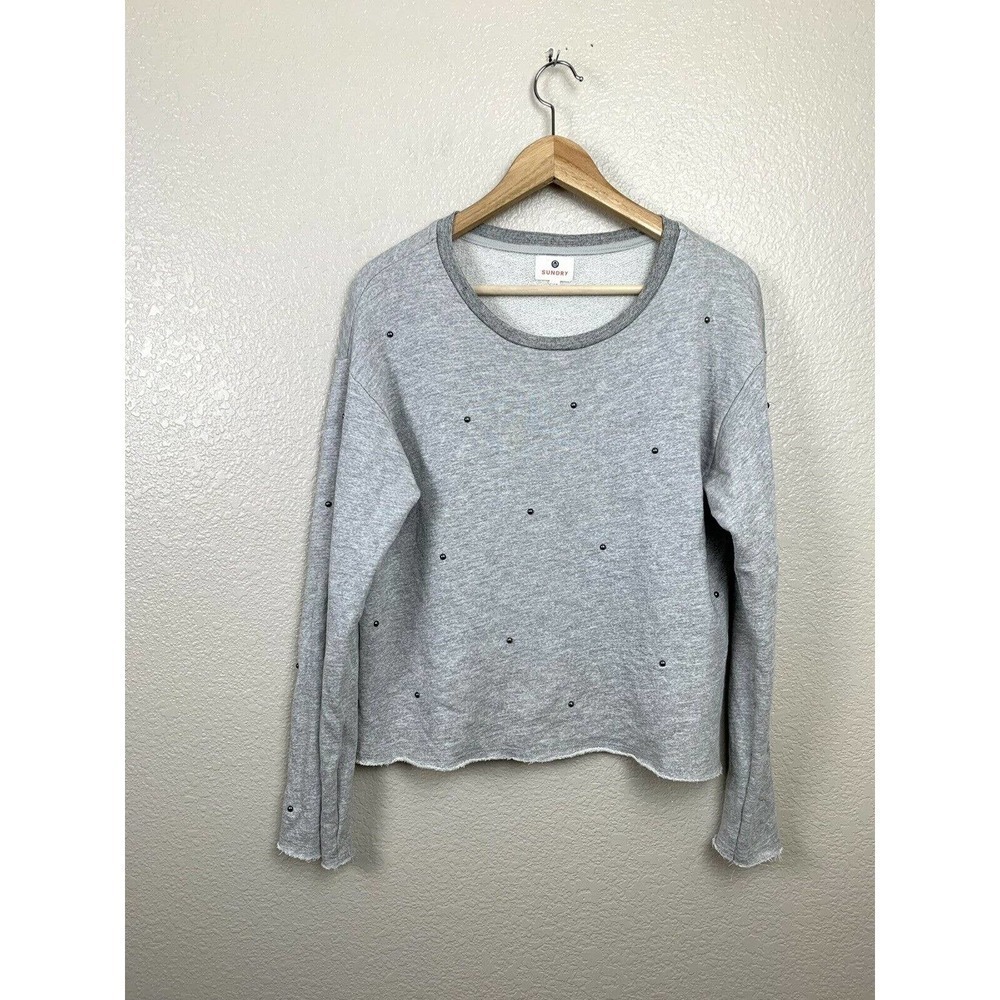 Sundry Raw Edge Boxy Studded Sweatshirt 1